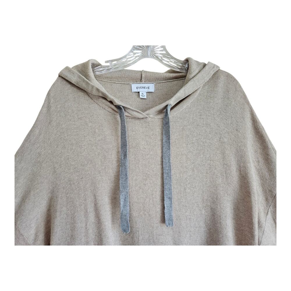EVEREVE Women's XL Harriet Hoodie Sweater Oat Beige Gray Trim Neutral Soft 48" - Picture 2 of 7
